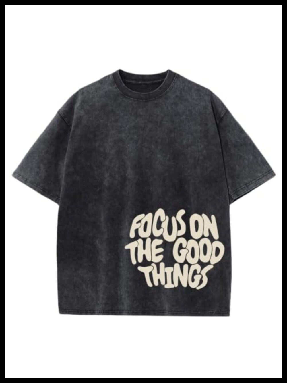 Mens Acid Wash Cotton Graphic T-Shirt Oversized Streetwear Tee